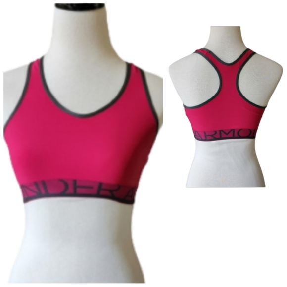 Under Armour Heat Gear hot pink sports bra size medium - Picture 1 of 9